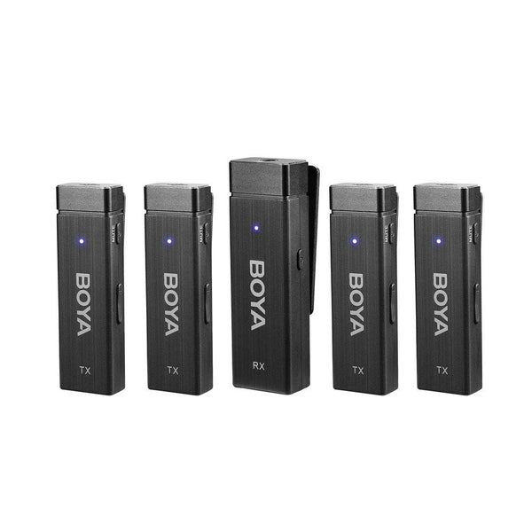 BOYA BY-W4 4-Channel Wireless Microphone 2.4GHz System 4 People Using(4 Transmitters & 1 Receiver) for Cameras Camcorder