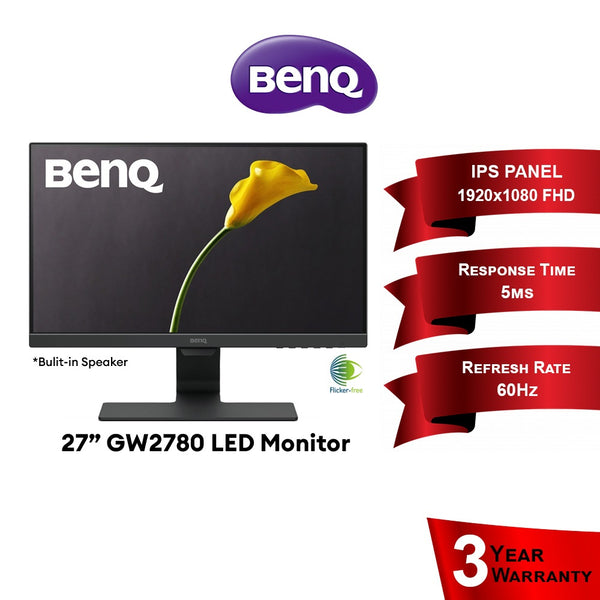BenQ 27" GW2780 (FHD/IPS/60Hz/5ms) Eye-care Stylish LED Monitor with Built-in Speaker