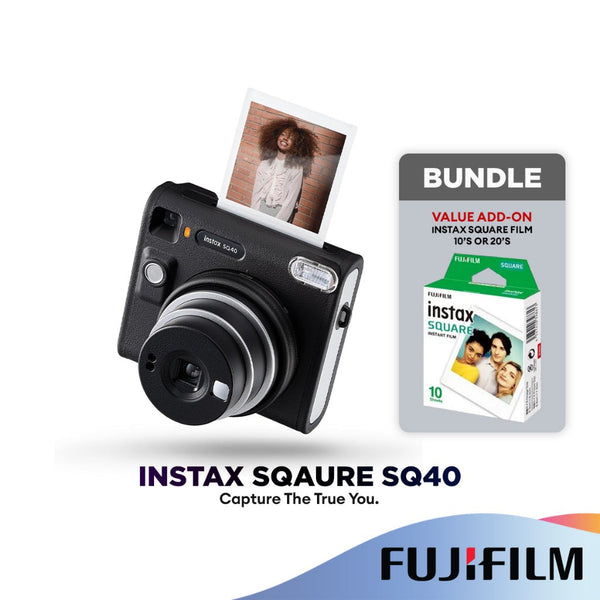 Fujifilm Instax Square SQ40 Black Instant Camera | Vintage & Classic Design Camera