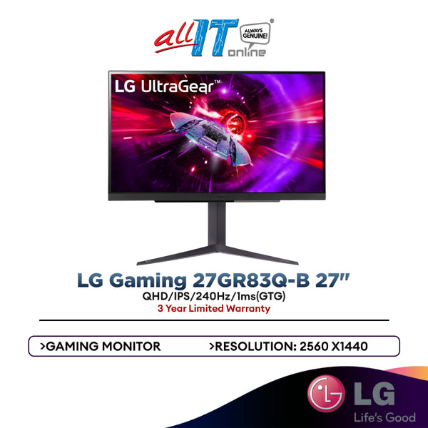 LG 27GR83Q-B 27"/QHD/IPS/240Hz/1ms(GTG) Gaming Monitor