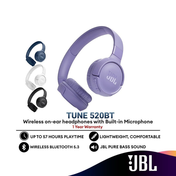 JBL TUNE 520BT / 510BT Wireless on-ear headphones with Built-in Microphone | Pure Bass Sound
