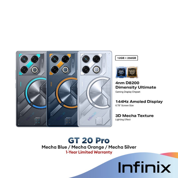 Infinix GT20 PRO 256GB+12GB(UP TO 24GB) MediaTek D8200 4nm + Gaming Display Chip 120fps+144Hz AMOLED 108MP Camera