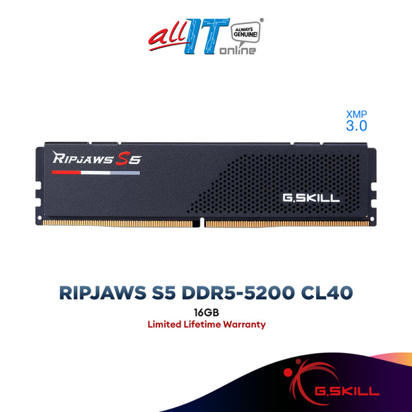 G.SKILL Ripjaws S5 16GB (1x16GB) 5200MHz DDR5 CL40 Single Memory Desktop Gaming RAM F5-5200J4040A16GX1-RS5K
