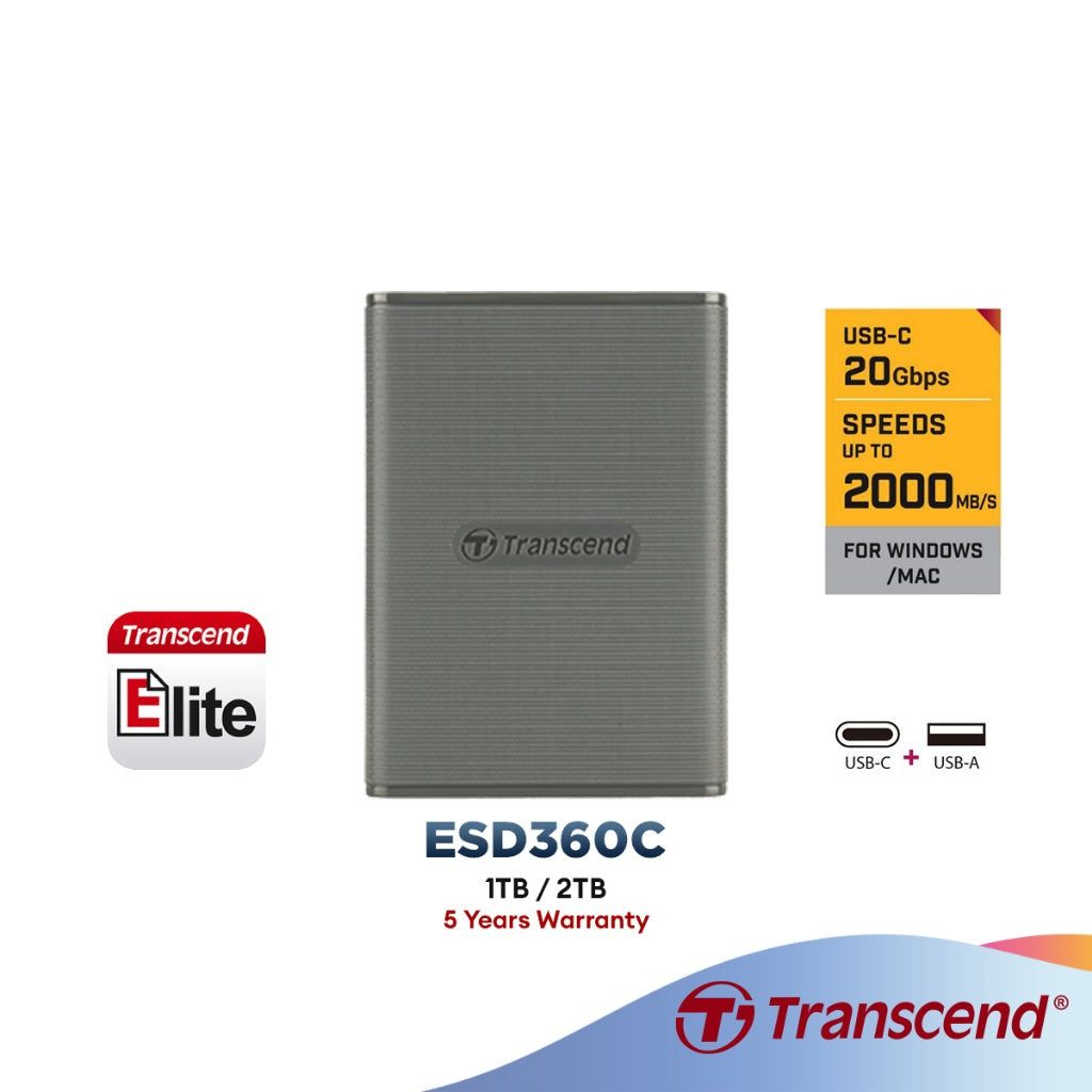 SSD Externe PS5 1TB Transcend ESD360C Portable SSD USB Type-A/Type-C Gray Transcend ESD300C SSD Externe PS5 1TB Transcend ESD360C Portable SSD USB Type-A/Type-C Gray Transcend ESD300C