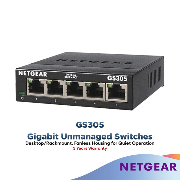 Netgear GS305 5-Port Gigabit Ethernet Unmanaged Switches