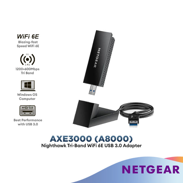Netgear Nighthawk® Tri-Band AXE3000 WiFi 6E USB 3.0 Adapter