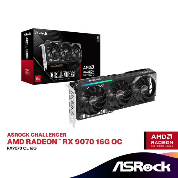 ASROCK AMD Radeon RX 9070 Challenger 16GB GDDR6 Graphics Card | 90-GA5NZZ-00UANF