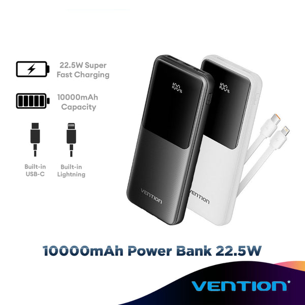 Vention 10000mAh / 20000mAh (22.5W) Fast Charging Built-in USB-C & Lightning PowerBank