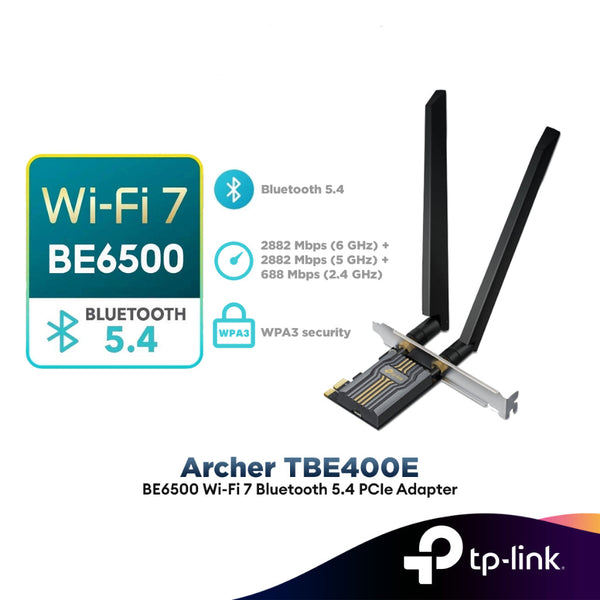 TP-Link Archer TBE400E Wireless BE6500 Wi-Fi 7 Bluetooth 5.4 PCIe Adapter