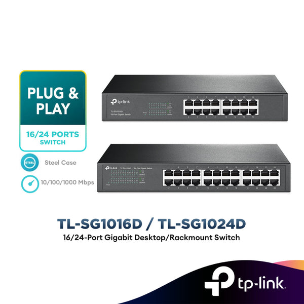 TP-LINK 16 Port / 24 Port Gigabit Desktop Rackmount Switch ( TL-SG1016D / TL-SG1024D )