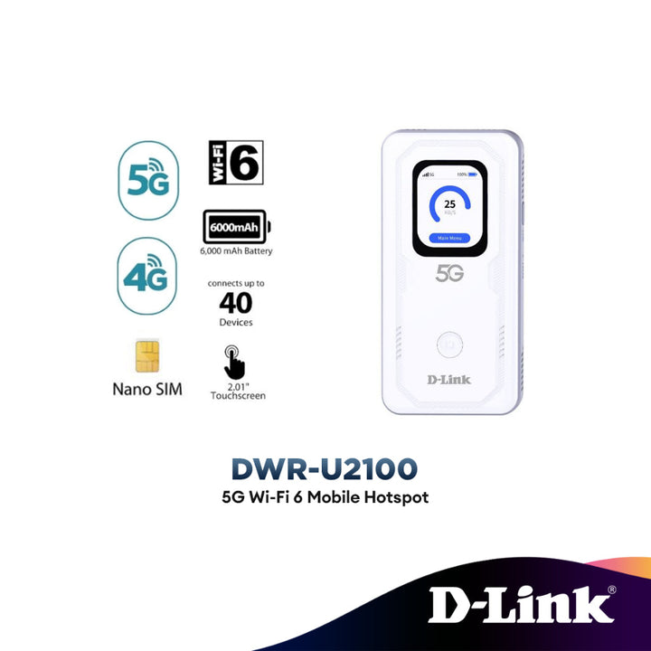 D-Link DWR-U2000 | DWR-U2100 Wireless 5G MIFI Wi-Fi 6 Mobile Hotspot R ...