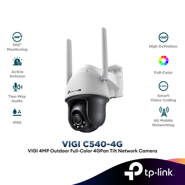 TP-LINK ViGi C540-4G | ViGi C540-W 4MP Outdoor Full-Color 4G | Wi-Fi Pan Tilt Network Camera