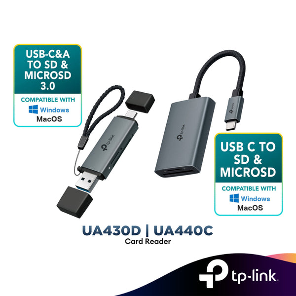 TP-Link UA430D USB 3.0 Type-C & A to SD & microSD | UA440C USB 3.0 Type-C to SD & microSD 4.0 Card Reader