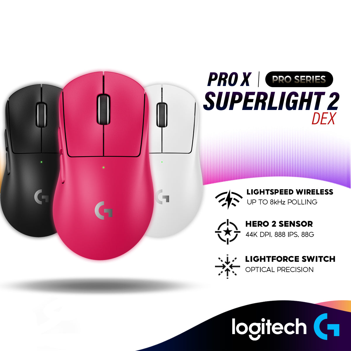 Logitech G PRO X SUPERLIGHT 2 DEX LIGHTSPEED Wireless Gaming Mouse