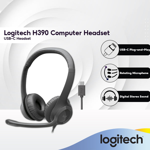Logitech H390 USB-C Computer Headset with Enhanced Digital Audio and In-Line Controls | Noise Cancelling Microphone