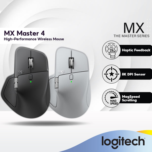 Logitech MX Master 4 High Performance Ergonomic Wireless Mouse with Haptic Feedback, Quiet Clicks, 8K DPI Sensor