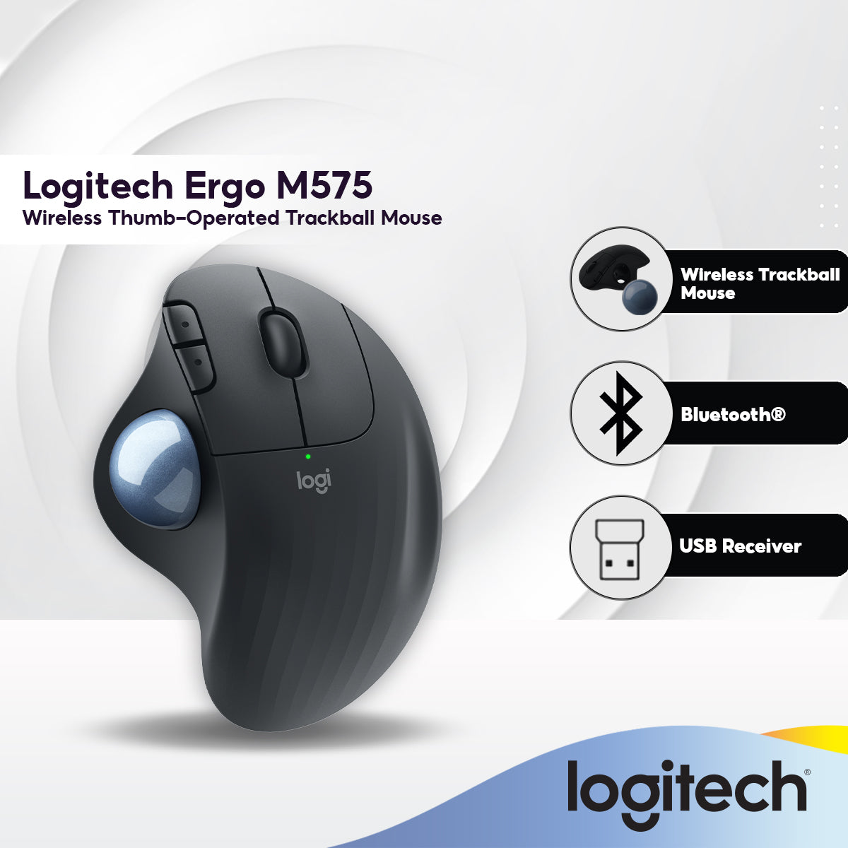 Logitech Ergo M575 Wireless Trackball Mouse 3 Logitech Ergo M575 Wireless Trackball Mouse with Optical and Precision – ALL IT Hypermarket