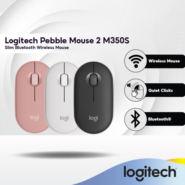 Logitech Pebble Mouse 2 M350s Slim Bluetooth Wireless Mouse | Lightweight | Portable | Quiet Clicks