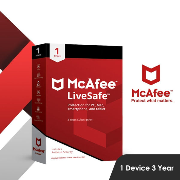 McAfee LiveSafe AntiVirus Security Original Software - 3 Year 1 Device