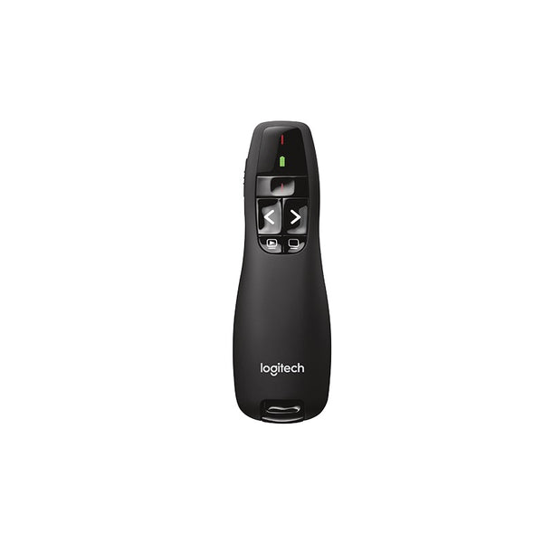 Logitech R400 Wireless Presenter Presentation Remote USB-Receiver, Red Laser Pointer, 15 Meter Range, 6 Buttons, Slideshow Control, Battery Indicator