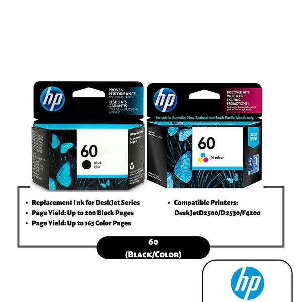 HP 60 Ink Cartridge (Black/Color) (CC640WA/CC643WA)