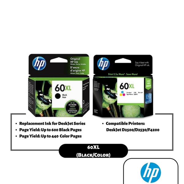 HP 60XL High Yield Ink Cartridge (Black/Color)