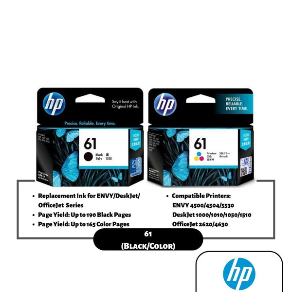 HP 61 Ink Cartridge (Black/Color)(CH561WA/CH562WA)