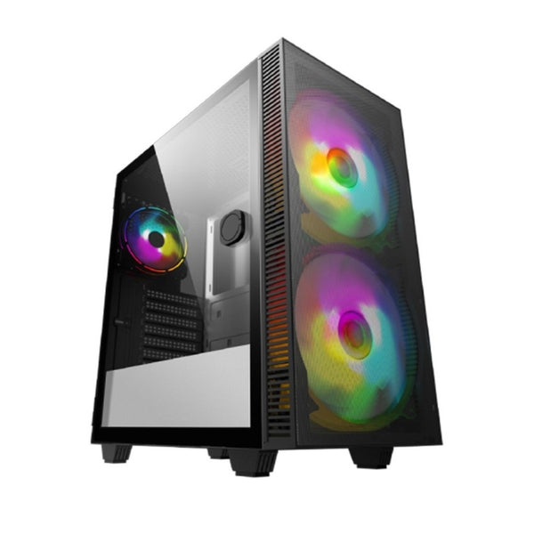 Invasion S-200 Tempered Glass Desktop Casing with 2 x 200 mm ARGB and 1x 120 mm ARGB Cooling Fans