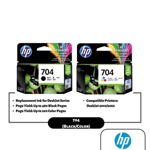 HP 704 Ink Cartridge (Black/Color)