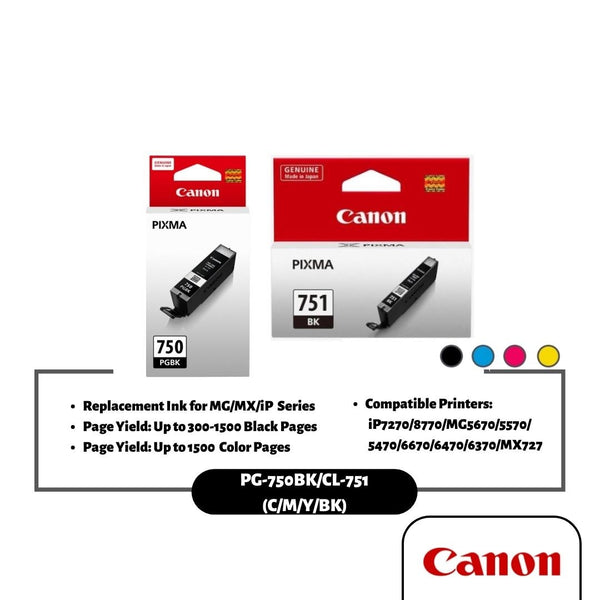 Canon PGI-750/ PGI-750XL/ CLI-751/ CLI-751XL Ink Cartridge (Black/Yellow/Cyan/Magenta)