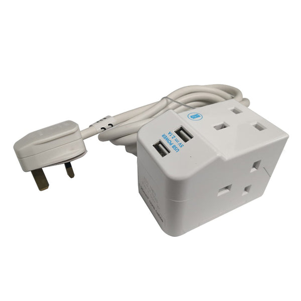 Masterplug 2 USB 2.1A Charging 3 Gang 13amp Extension Lead 2 Meter (B3U2-MPA)