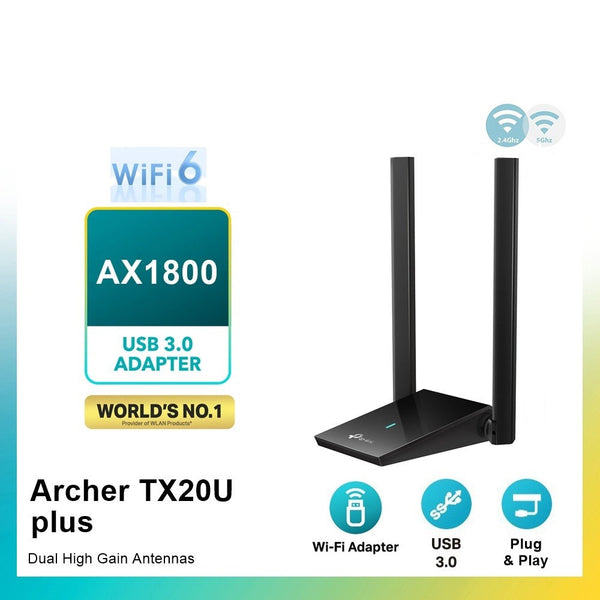 TP-Link Archer TX20U Plus WiFi 6 High Gain AX1800 USB 3.0 Wireless Wi-Fi Adapter