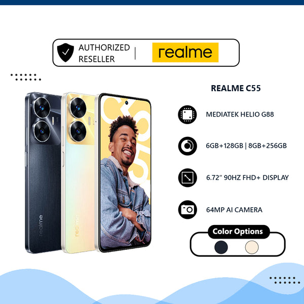 Realme C55 Smartphone (Helio G88 Chipset, 6.72" 90Hz FHD+ Display, 33W Supervooc Charge, 64MP AI Camera)
