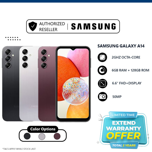 Samsung Galaxy A14 4G 6GB + 128GB Smartphone (6.6" Display, 50MP Camera, OCta-Core Processor, Long Lasting Battery)