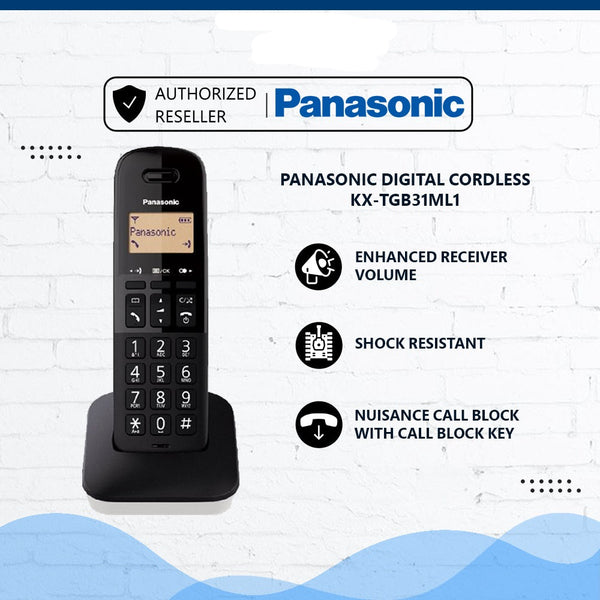 Panasonic Digital Cordless Phone KX-TGB31ML1B/KX-TGB31ML1R (Call Block, 18 Hours Talk Time, User-friendly Design)