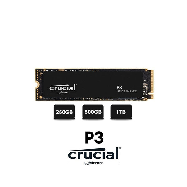 Crucial P3 3.0 NAND NVMe PCIe M.2 internal SSD Desktop/Laptop SSD Storage (500GB/1TB)