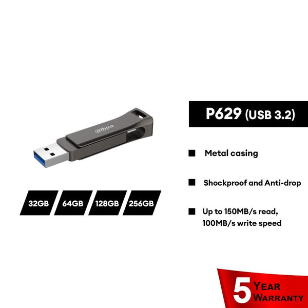 DAHUA Pendrive P629 USB 3.2 GEN 1 Flash Drive OTG Type-C (32GB/64GB/128GB/256GB)