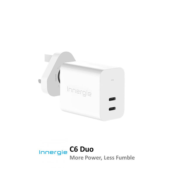 Innergie C6 Duo 63W 2-Port Dynamic Power PD Charger USB-C (Type C) Fast Charger Laptop Charger QC4.0+ PPS Power Adapter