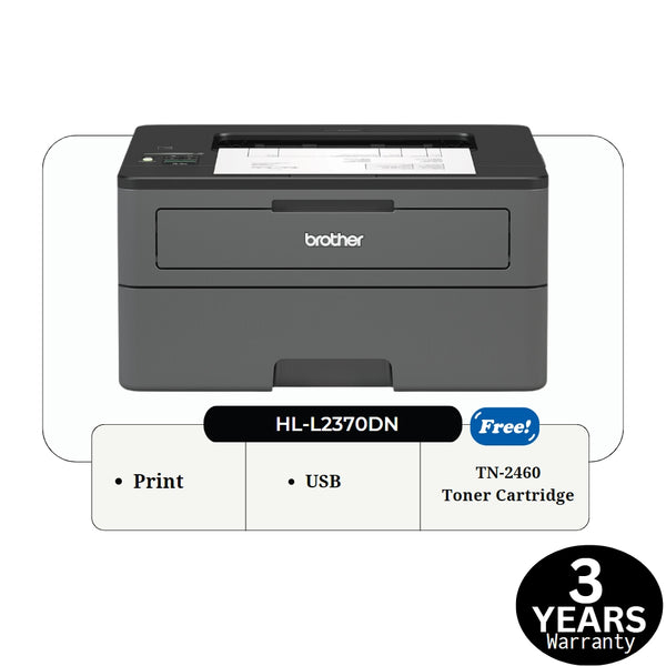 Brother HL-L2370DN Network Mono Laser Printer | Auto 2-sided Print | 1 Sheet Manual Feed Slot