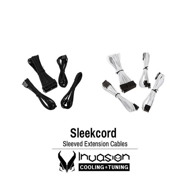 Invasion Sleekcord Sleeved Extension Cables - Black / White
