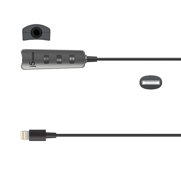 J5Create Apple Lightning to Audio 3.5mm with Volume control Button Converter JLA160