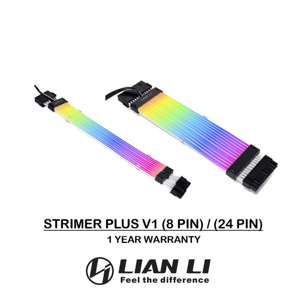 Lian Li Strimer Plus V1 ( 8 Pin / 24 Pin ) Addressable RGB Extension Cable for Motherboard & GPU