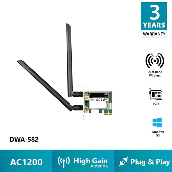 D-LINK DWA-582 Wireless AC1200 Dual Band 5Ghz PCI PCI-E Express WiFi Adapter