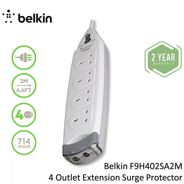 Belkin F9H402SA2M 4 Outlet Extension With Ariel Surge Protector