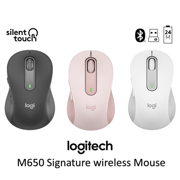 Logitech M650 Signature Wireless Mouse - 2-Year Battery, Silent Clicks, Customisable Side Buttons, Bluetooth, Multi-Device Compatibility