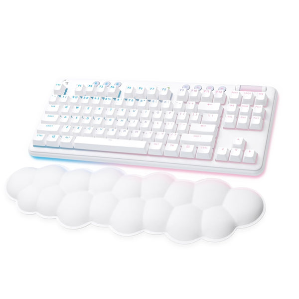 Logitech G715 Wireless Mechanical Gaming Keyboard with LIGHTSYNC RGB Lighting, LIGHTSPEED, PC and Mac Compatible, White Mist - Cloud Shaped Palm Rest | Aurora Collection