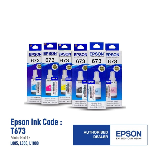 Epson T673 Ink Cartridge (Black/Cyan/Magenta/Yellow/Light Cyan/Light Magenta)