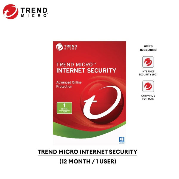 Trend Micro Internet Security wtih Advanced Online Protection for Windows & Mac - 1 Years/12 Month/1 User