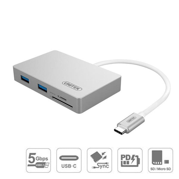 Unitek USB3.1 Type-C Aluminium Multi-Port 5 in 1 Hub with 60W Power Delivery  (Y-9319)