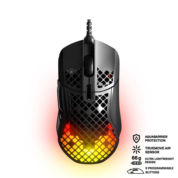 SteelSeries Aerox 5 RGB Ultra Lightweight Multi-Genre 9 Programmable Buttons Gaming Mouse (62401)